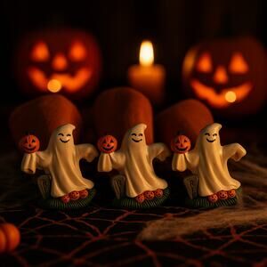 Set of 3 Vintage Halloween Ghost Napkin Rings – Jack-o’-Lantern Stoneware